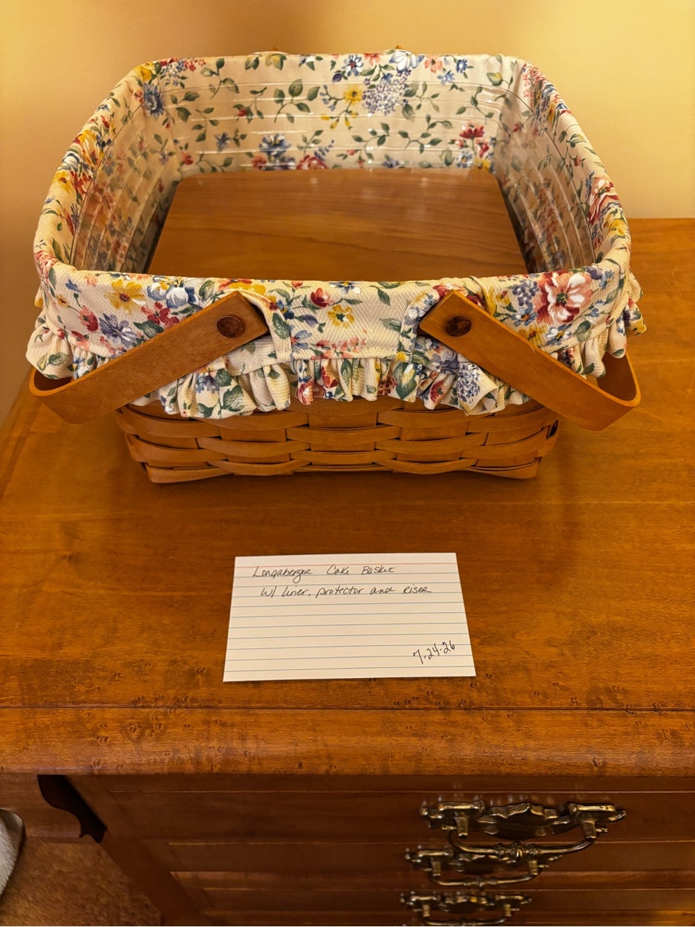 Longaberger Cake Basket with Liner, Protector and Riser